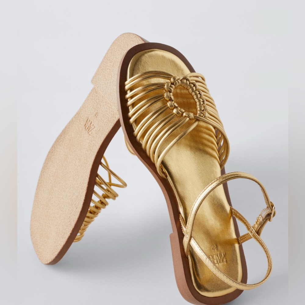 Zara Gold Strappy Sandals